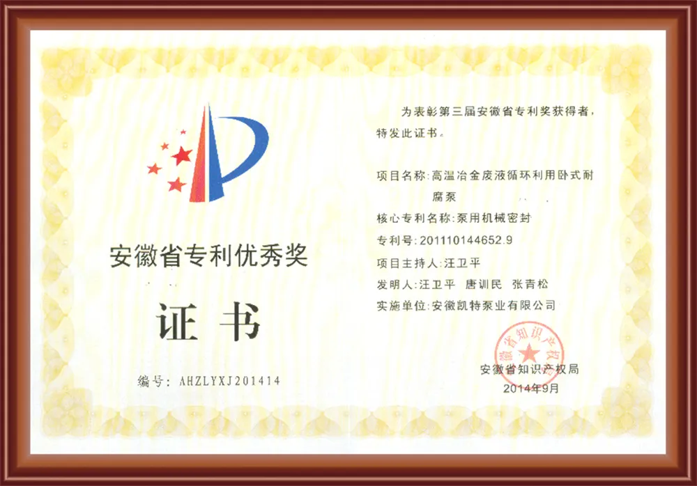 2014 Anhui Province Patent Excellence Award