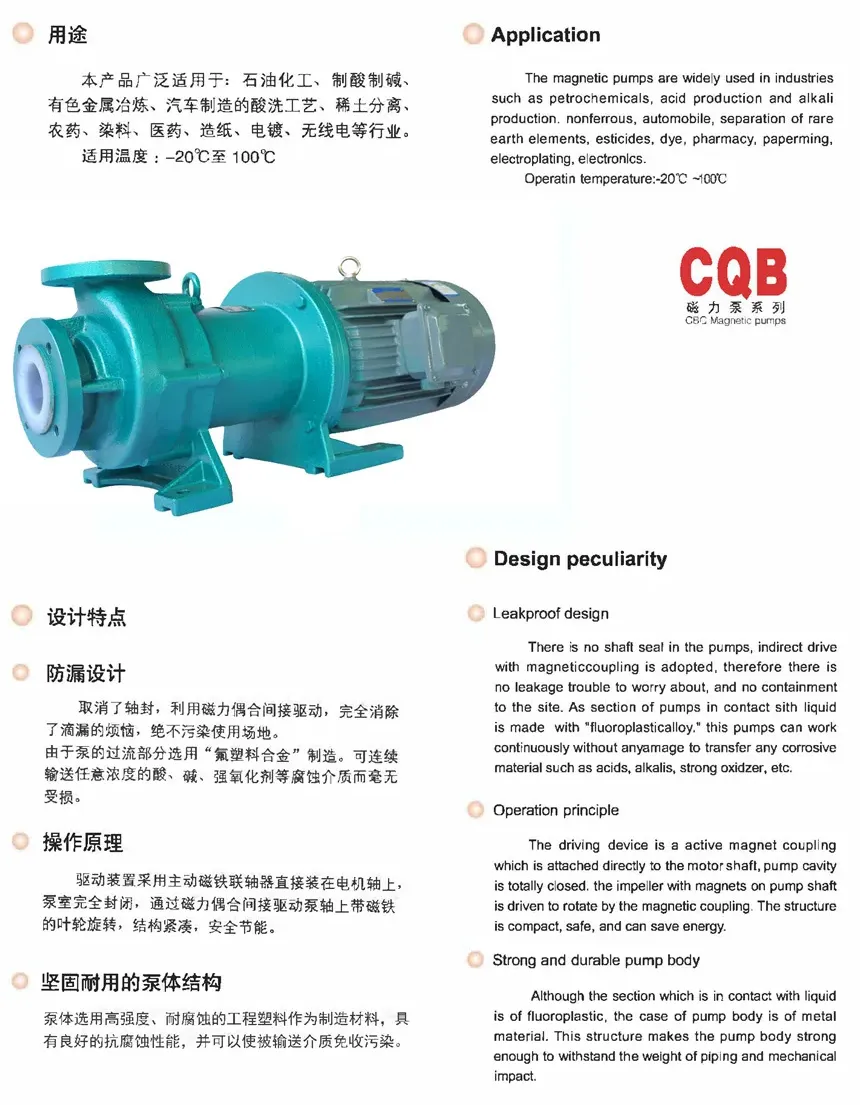 CQB-M Series: Fluorine-lined Plastic Magnetic Pump